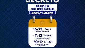 PREFEITURA MUNICIPAL DE CORDISBURGO DIVULGA REGRAS E ORGANIZAÇÃO DO EVENTO "ANIVERSÁRIO DA CIDADE 2025"