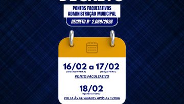 PREFEITURA DE CORDISBURGO DECRETA PONTO FACULTATIVO NO PERÍODO DE CARNAVAL